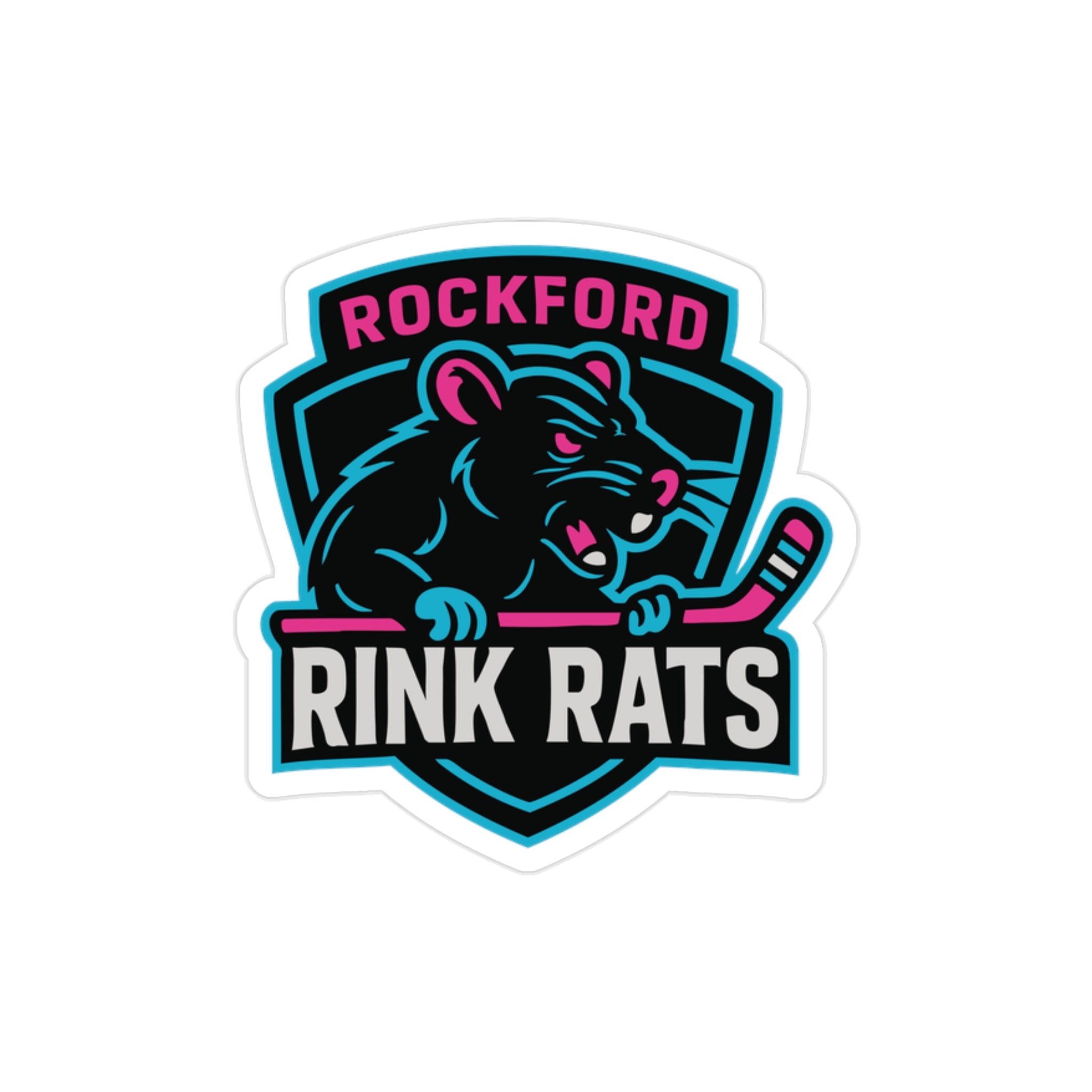 Rockford Rink Rats Die-Cut Helmet Stickers 2 in x 2 in
