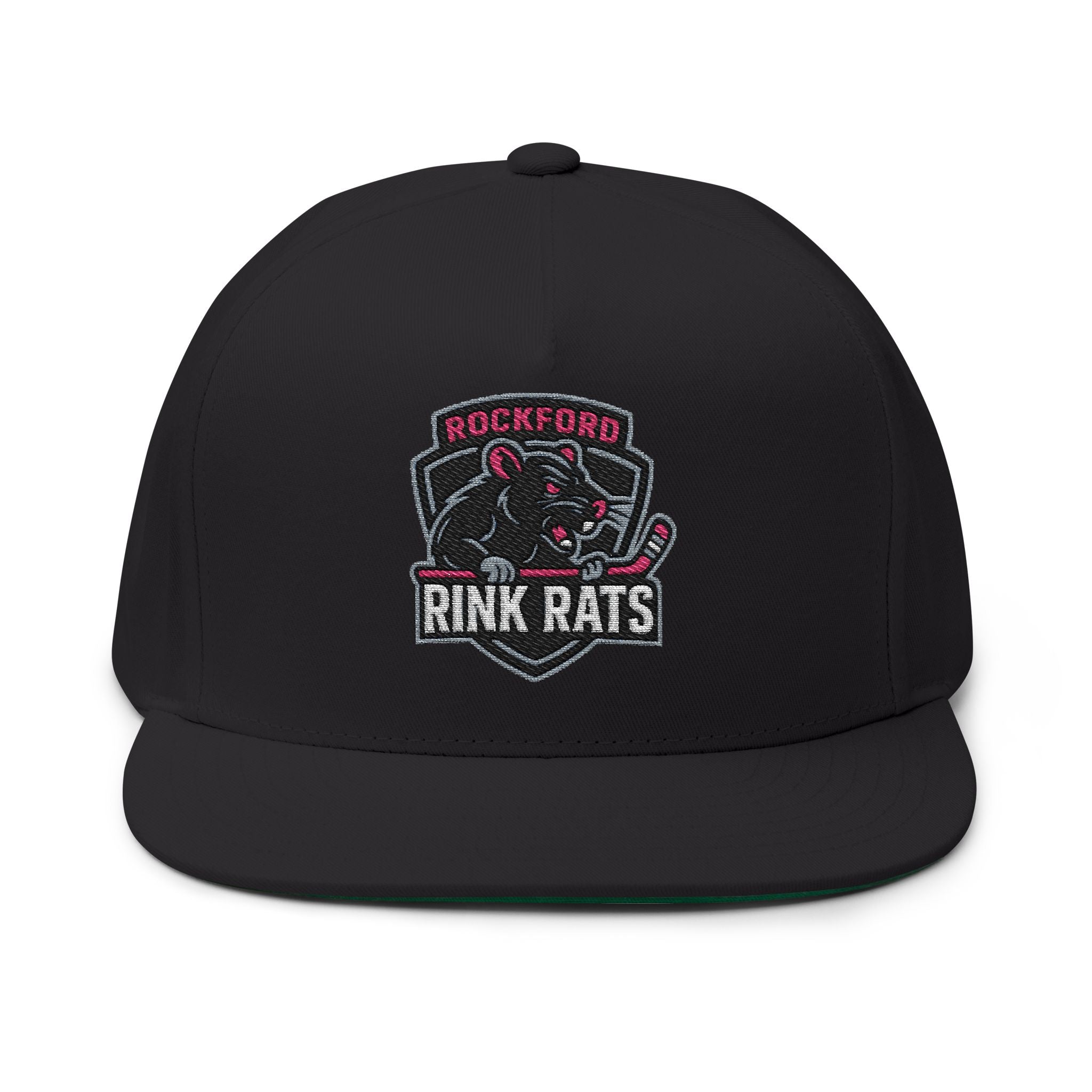 Flat Bill Cap — Rockford Rink Rats Embroidered Hockey Hat