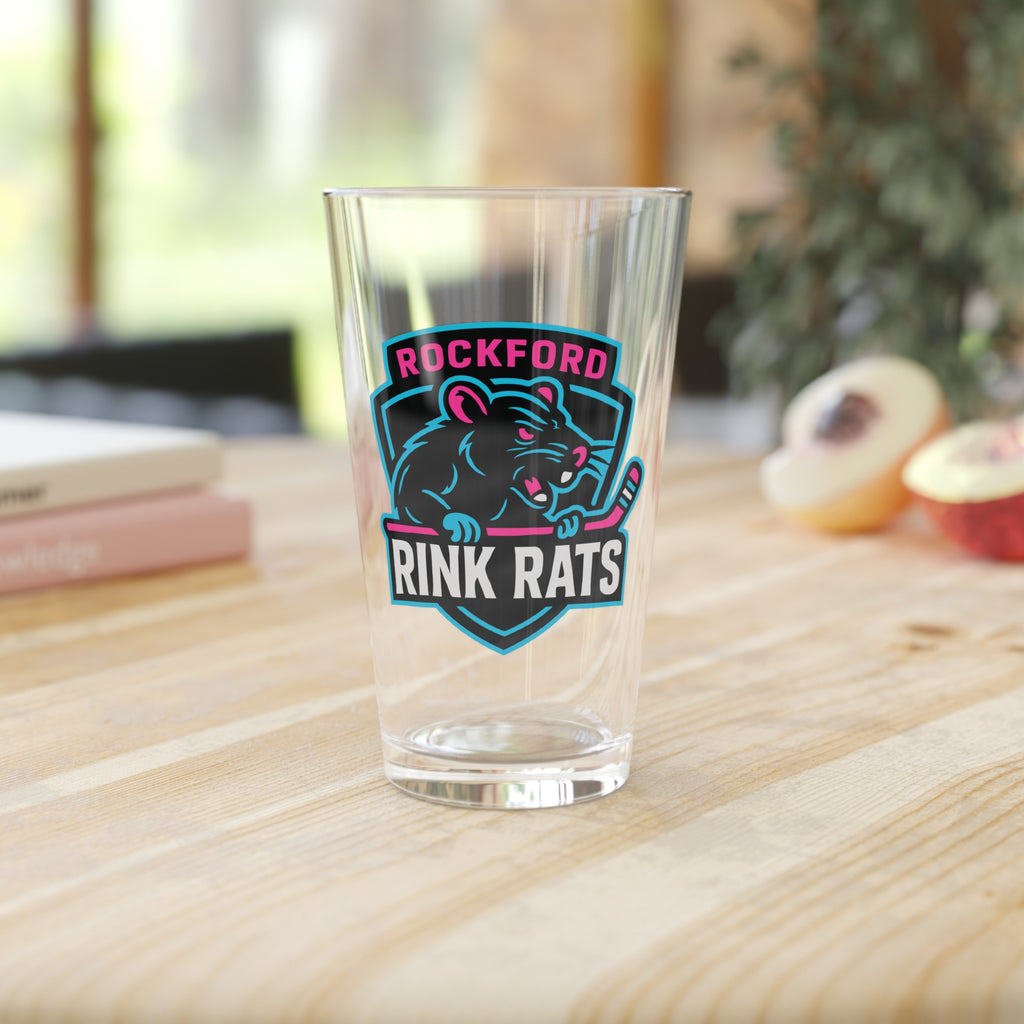 Pint Glass - Rockford Rink Rats Hockey Team Logo 16oz