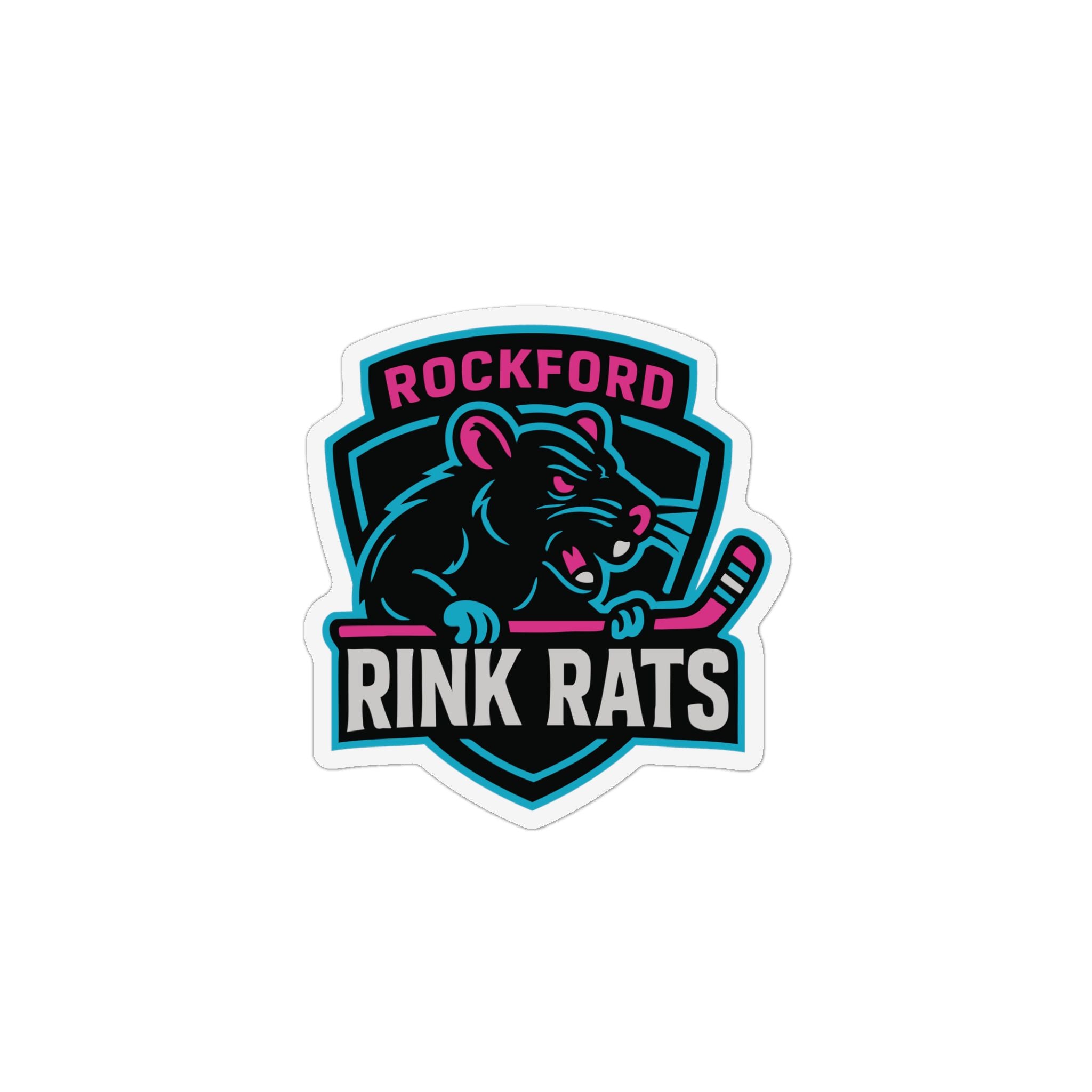 Rink Rats Hockey Magnet — Rockford Team Logo Custom Shape Refrigerator Magnet