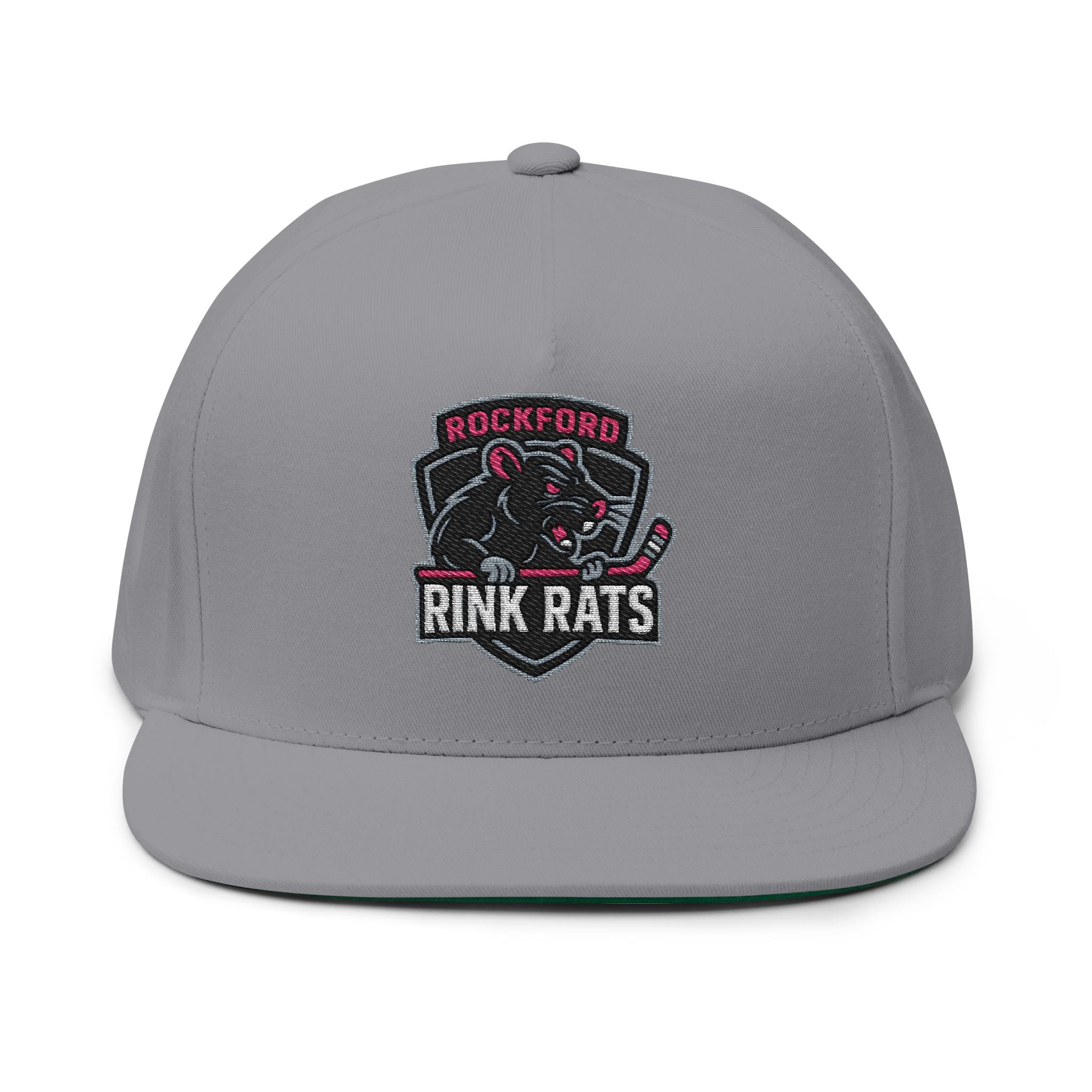 Flat Bill Cap — Rockford Rink Rats Embroidered Hockey Hat