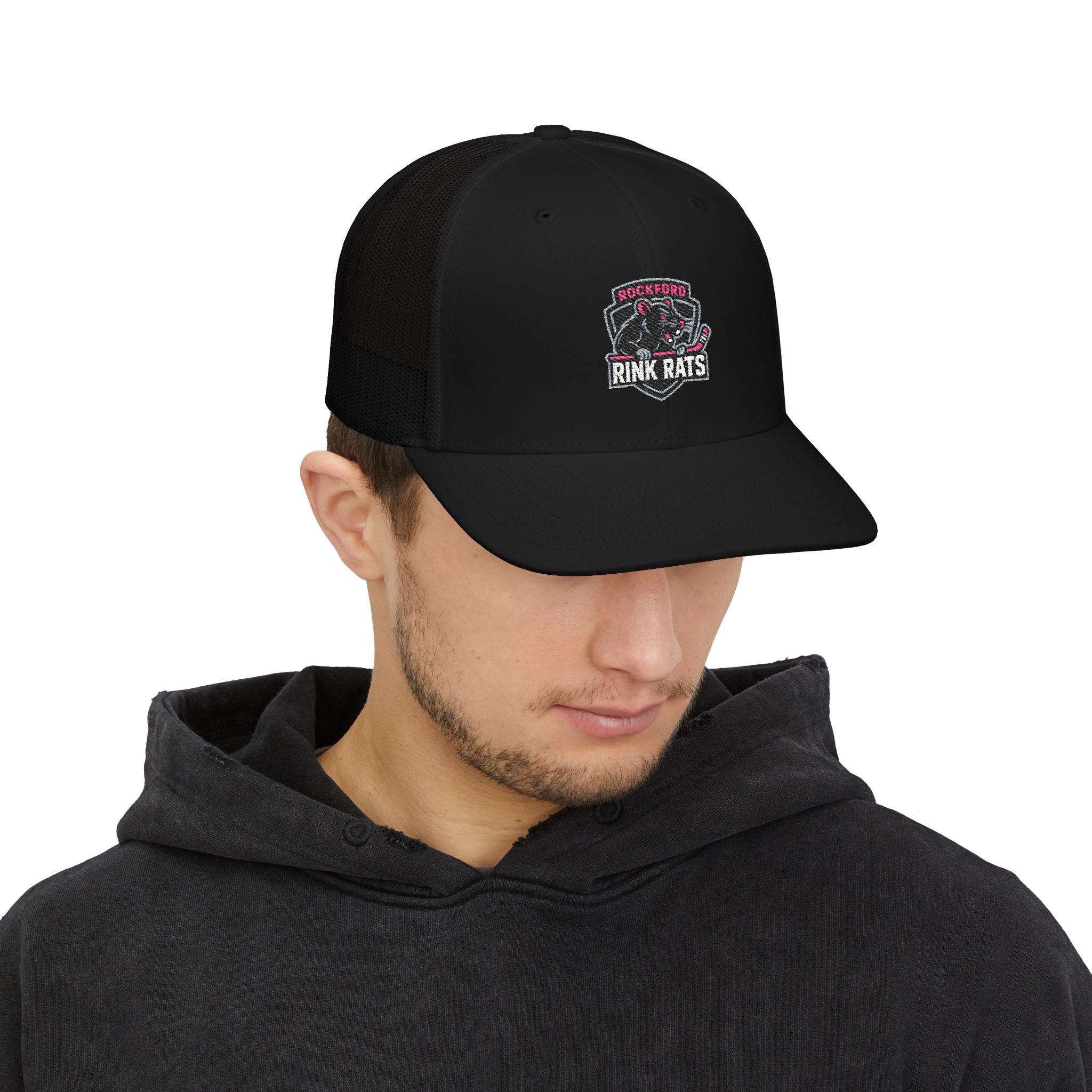 Rink Rats Hockey Trucker Cap — Embroidered Snapback Mesh Hat