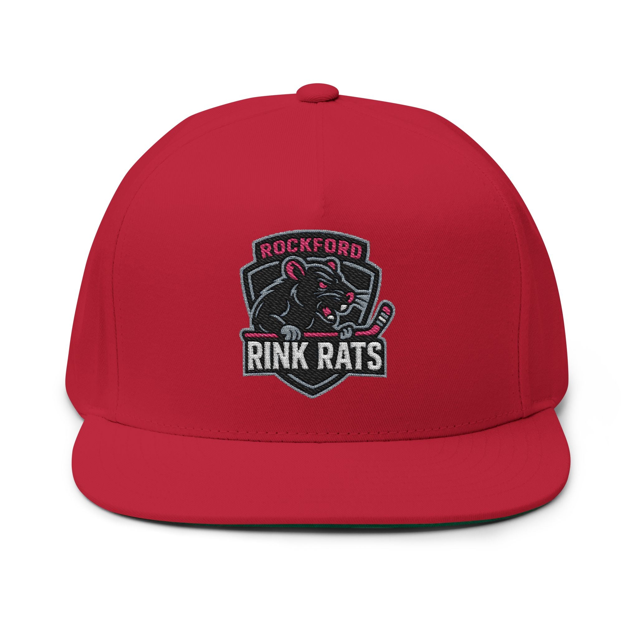 Flat Bill Cap — Rockford Rink Rats Embroidered Hockey Hat