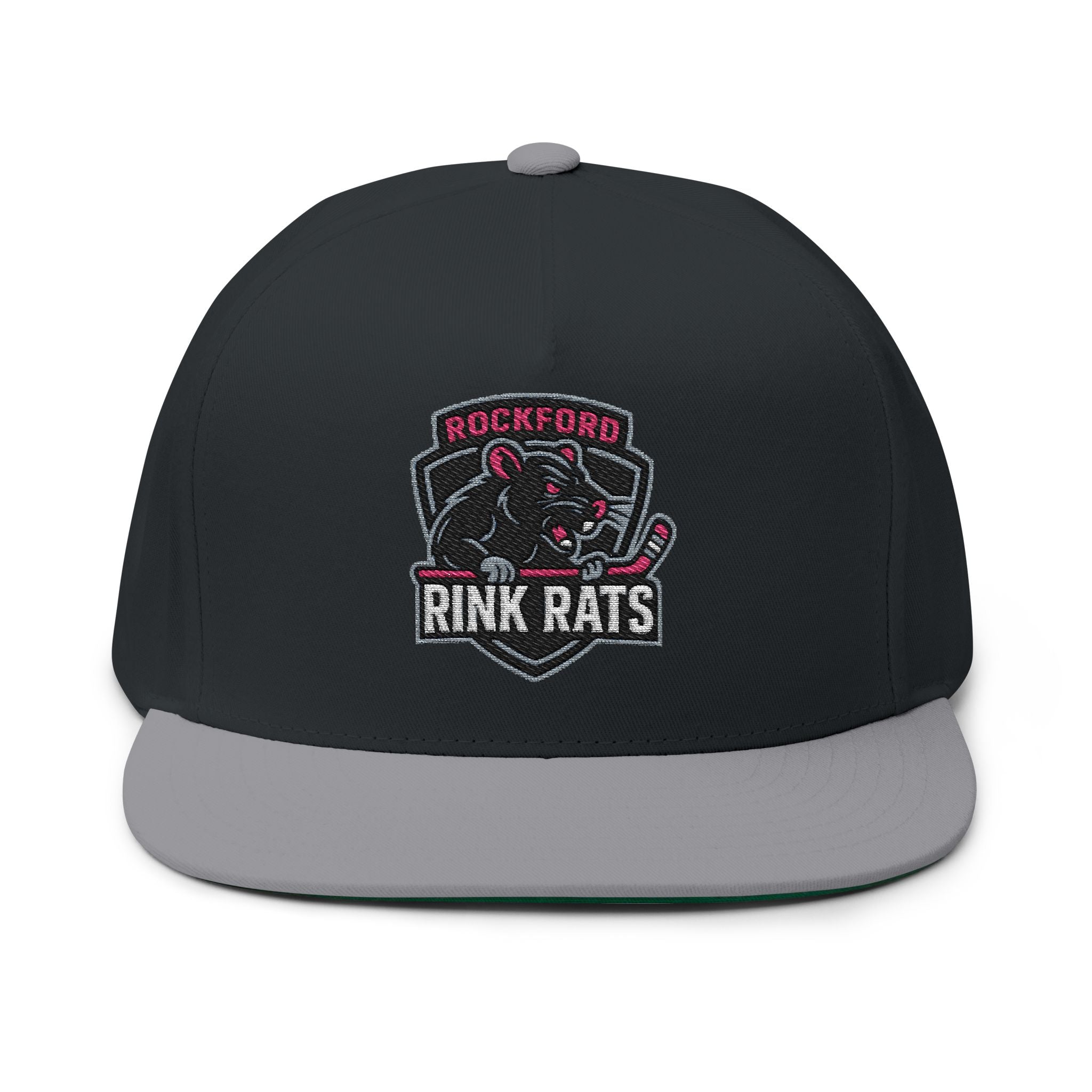 Flat Bill Cap — Rockford Rink Rats Embroidered Hockey Hat