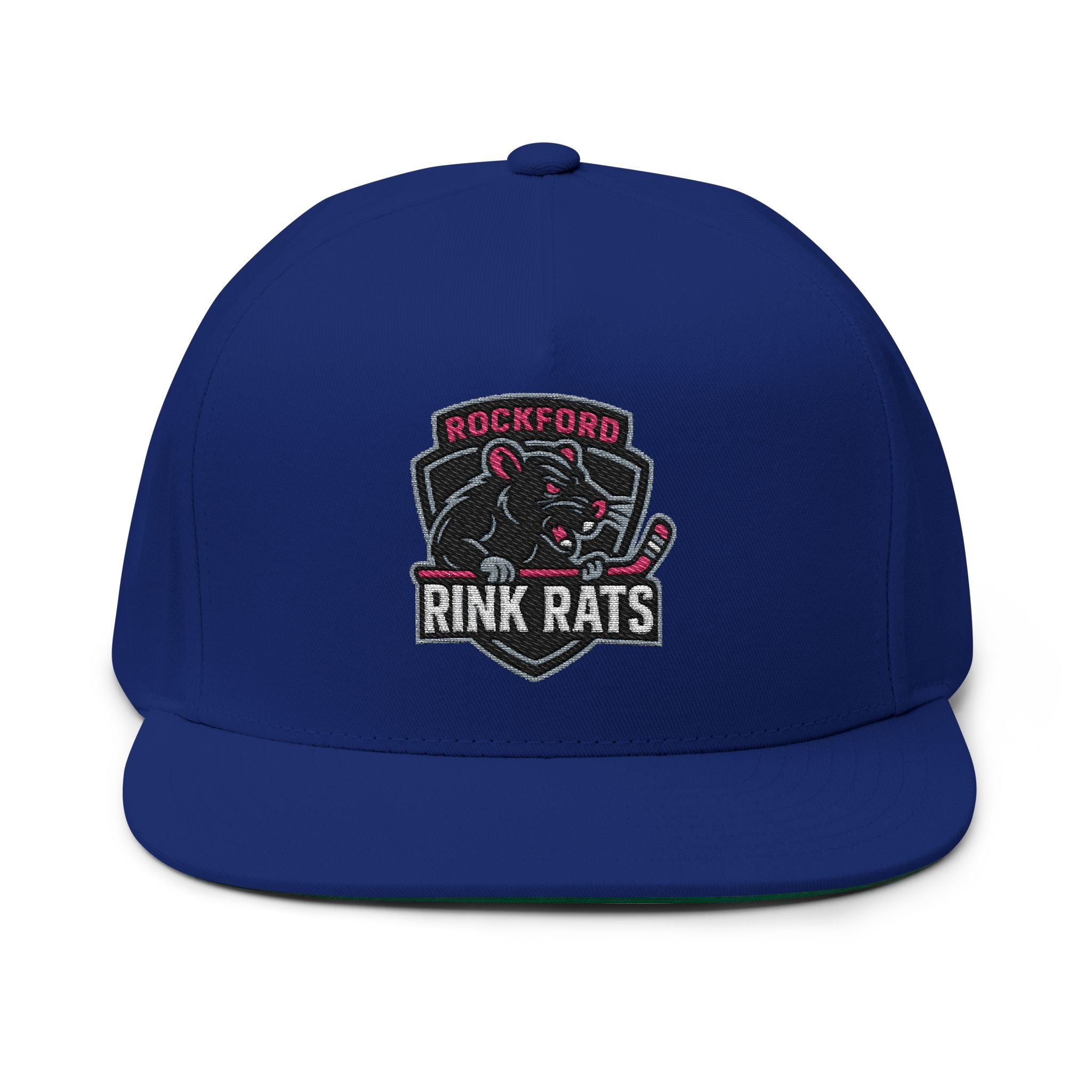 Flat Bill Cap — Rockford Rink Rats Embroidered Hockey Hat