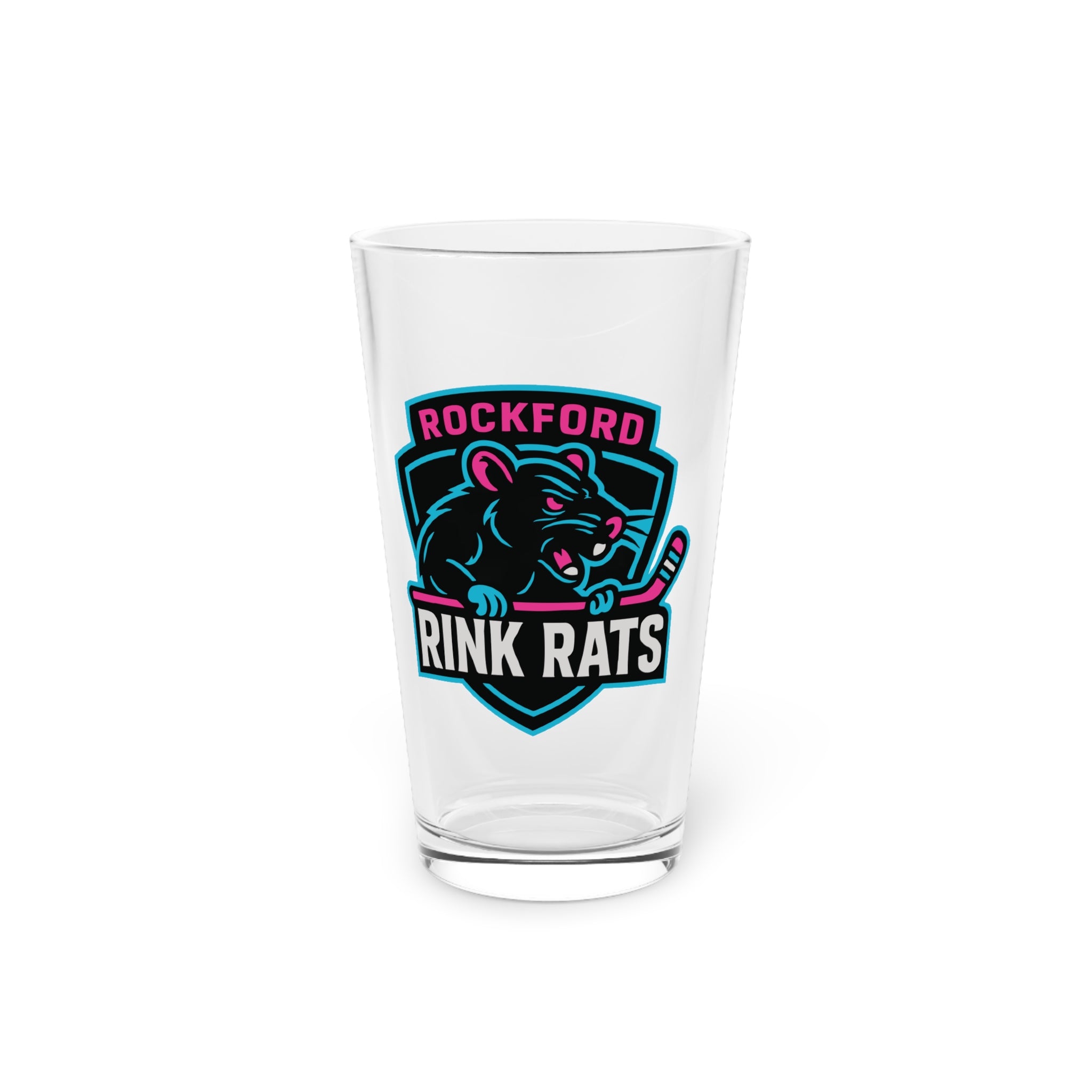 Pint Glass - Rockford Rink Rats Hockey Team Logo 16oz