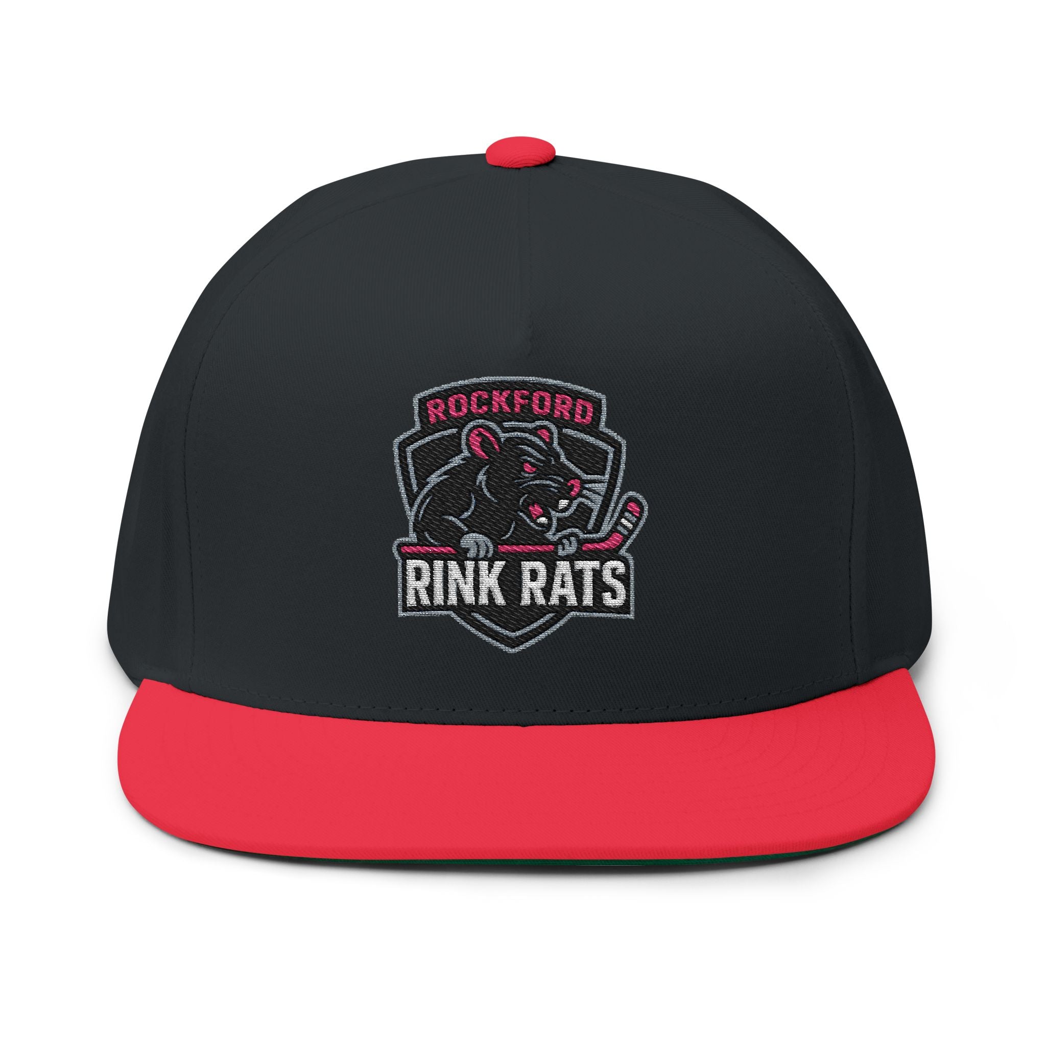 Flat Bill Cap — Rockford Rink Rats Embroidered Hockey Hat