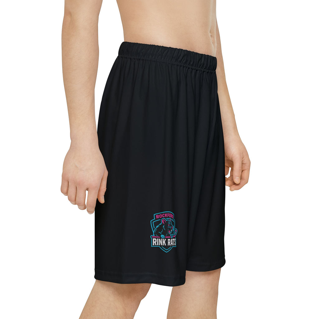 Rink Rats Hockey Logo Men's Sports Shorts — Athletic Black Training Shorts