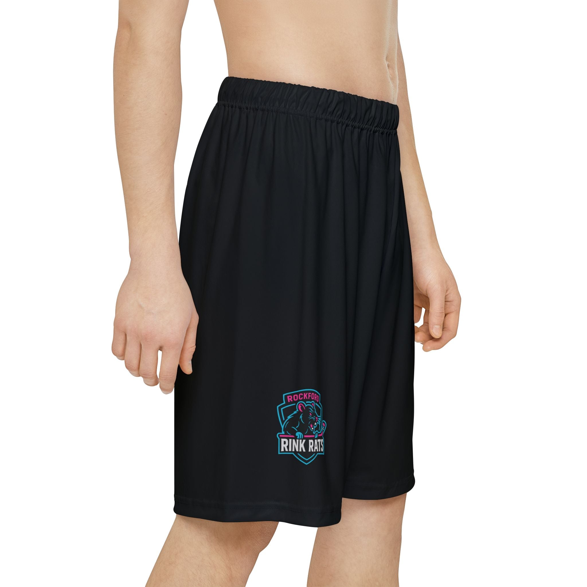 Rink Rats Hockey Logo Men's Sports Shorts — Athletic Black Training Shorts