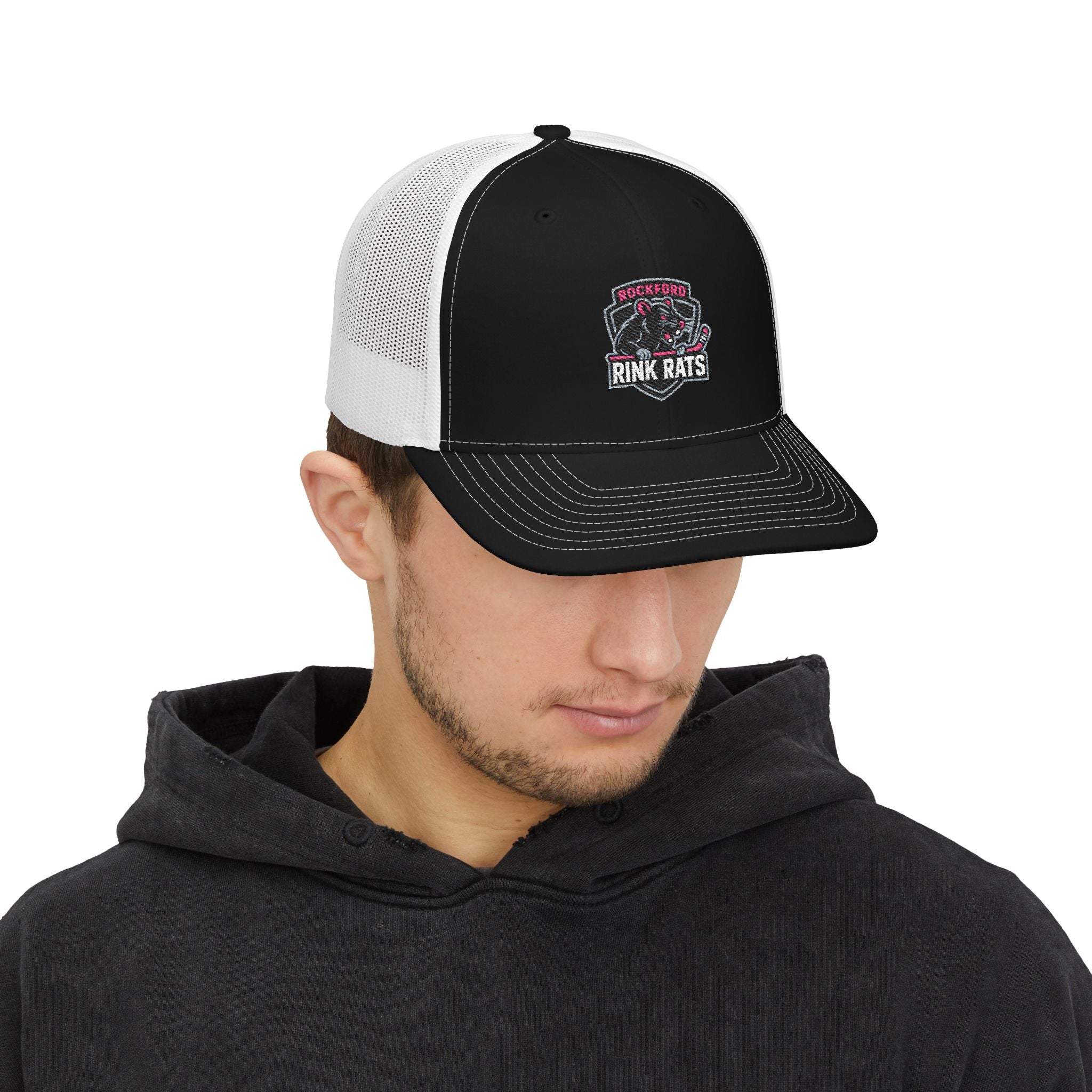 Rink Rats Hockey Trucker Cap — Embroidered Snapback Mesh Hat