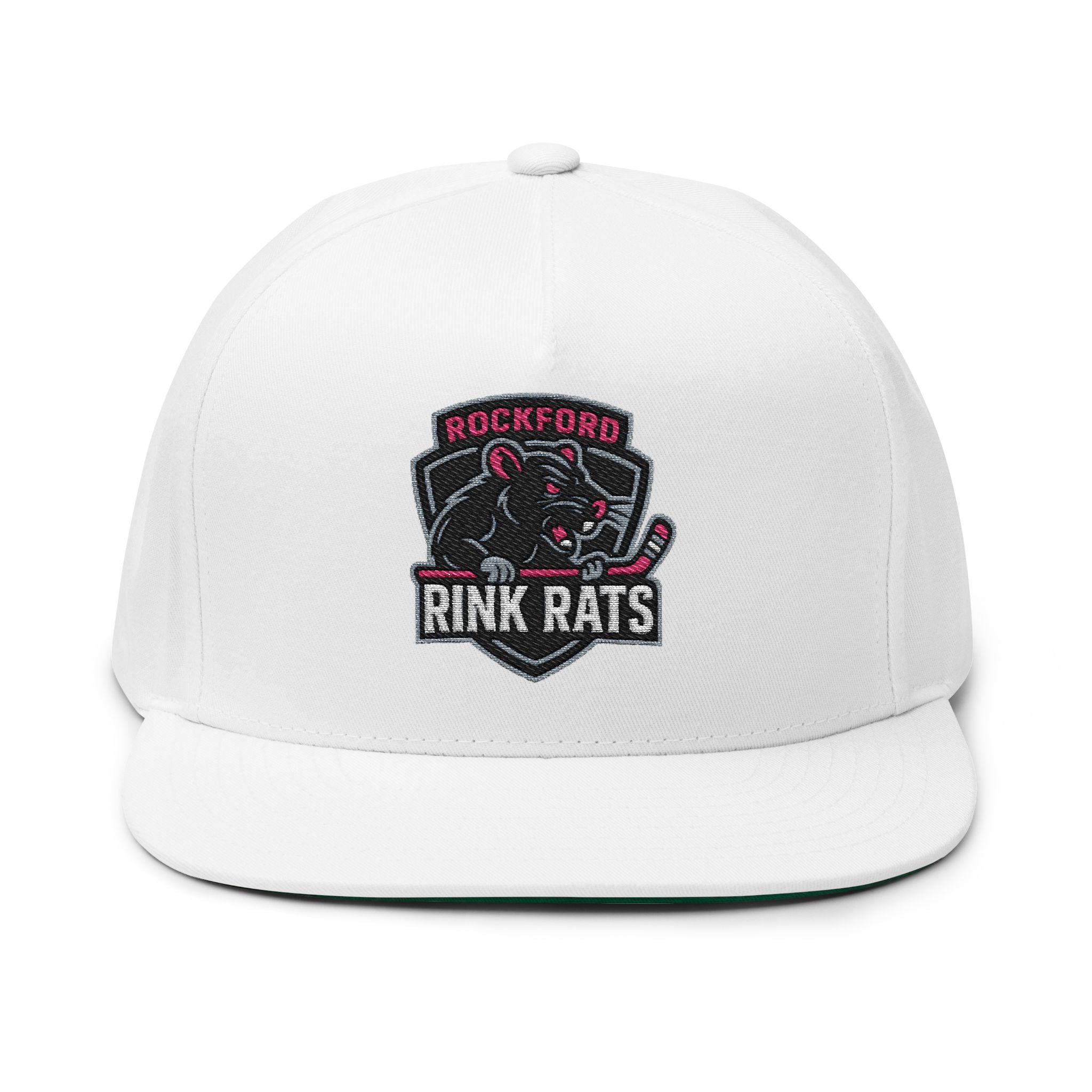 Flat Bill Cap — Rockford Rink Rats Embroidered Hockey Hat