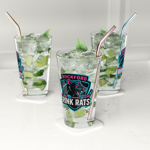 Pint Glass - Rockford Rink Rats Hockey Team Logo 16oz