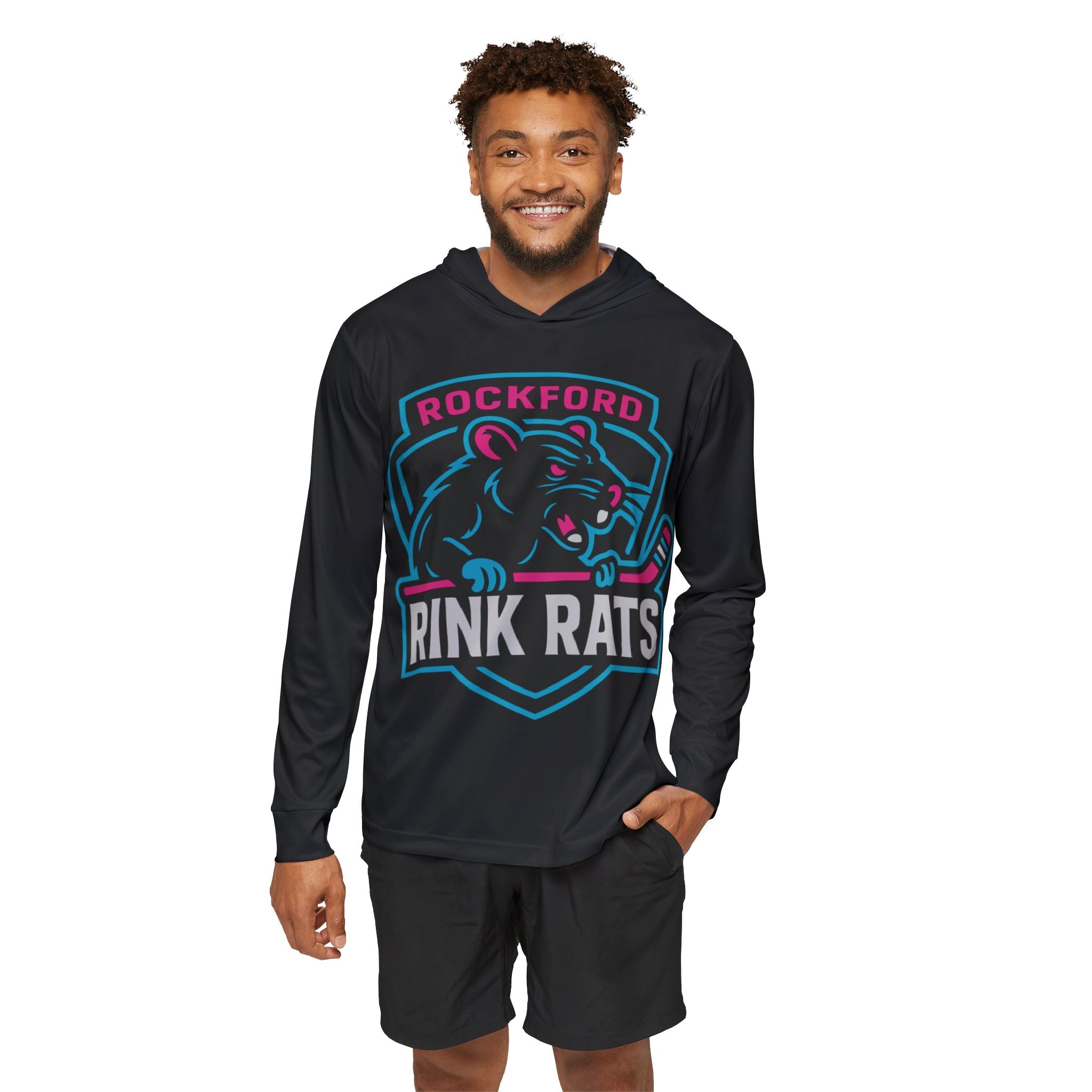 Rink Rats Hockey Hoodie — Rockford Team Logo Warmup Pullover
