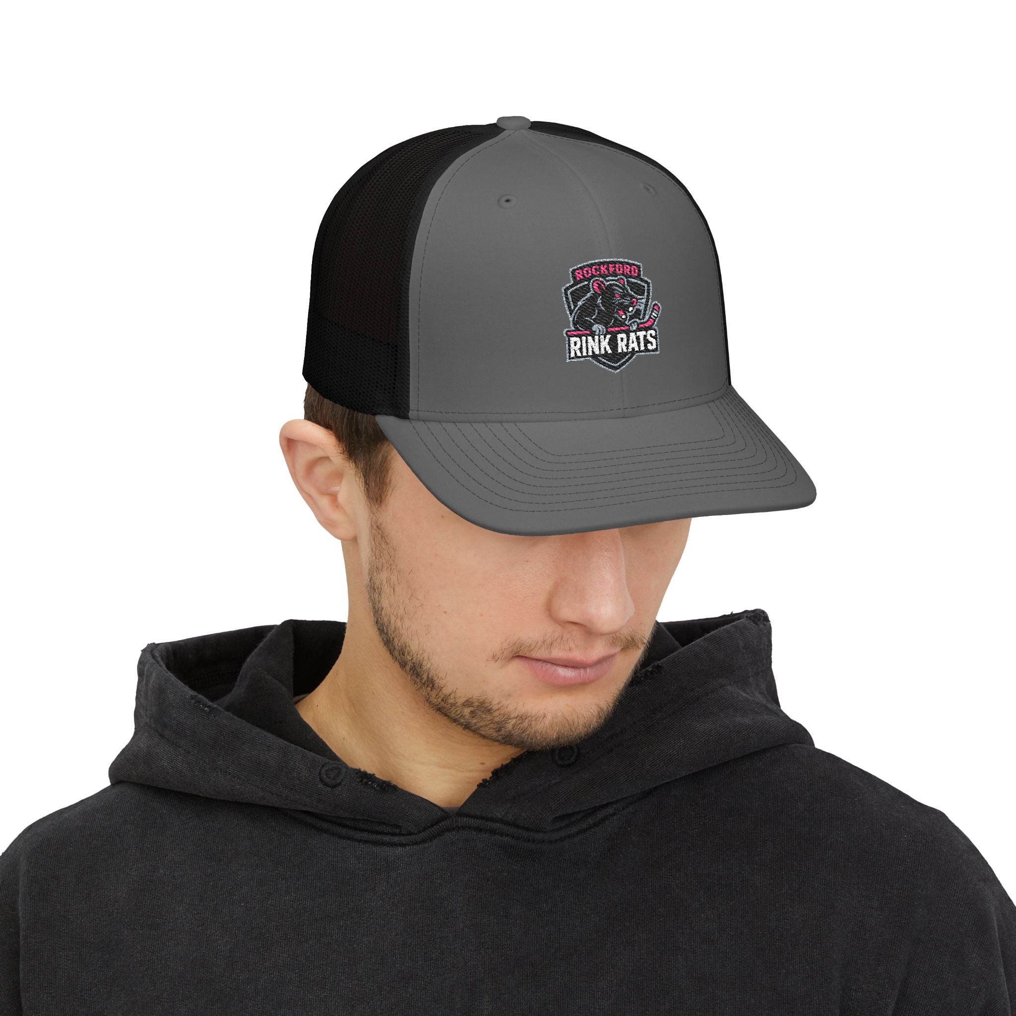 Rink Rats Hockey Trucker Cap — Embroidered Snapback Mesh Hat